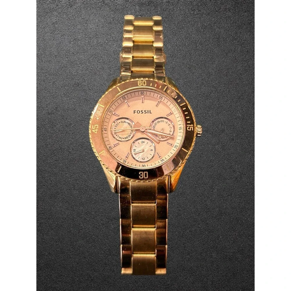 Fossil Stella Women Rose Gold Stainless Steel Analog Watch *Needs Battery*